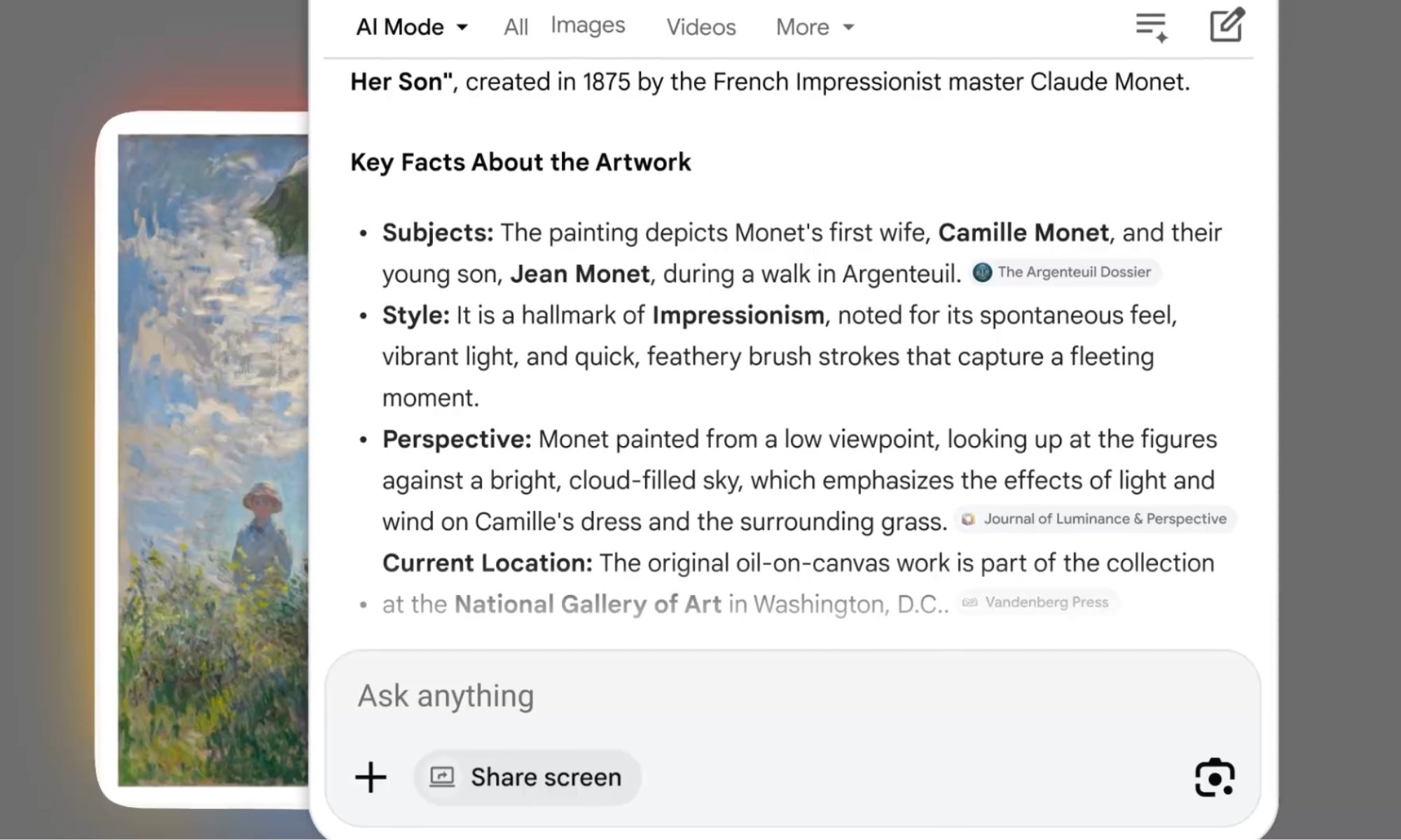 AI Mode in Google app for Windows.