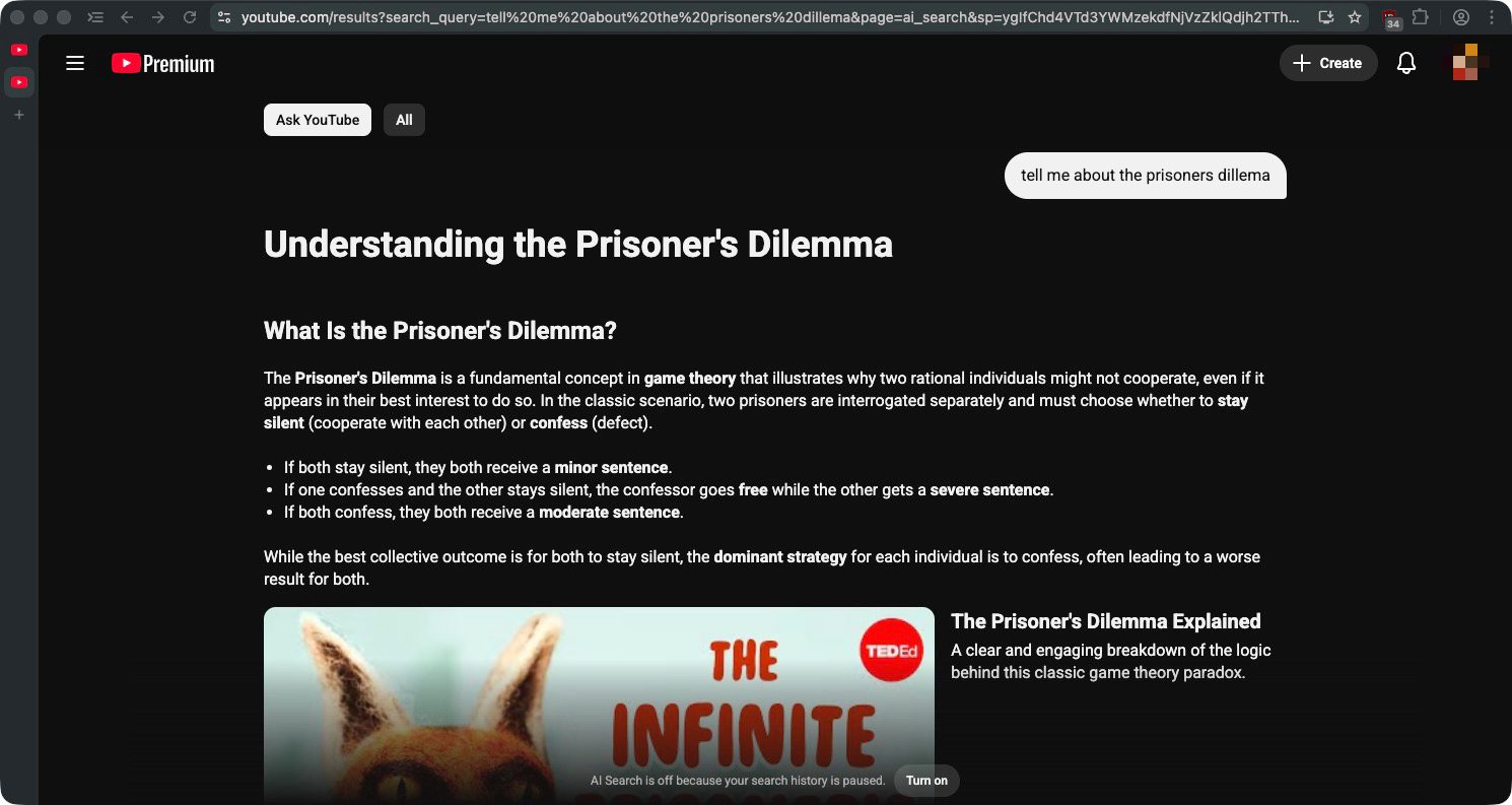 Ask Youtube search results