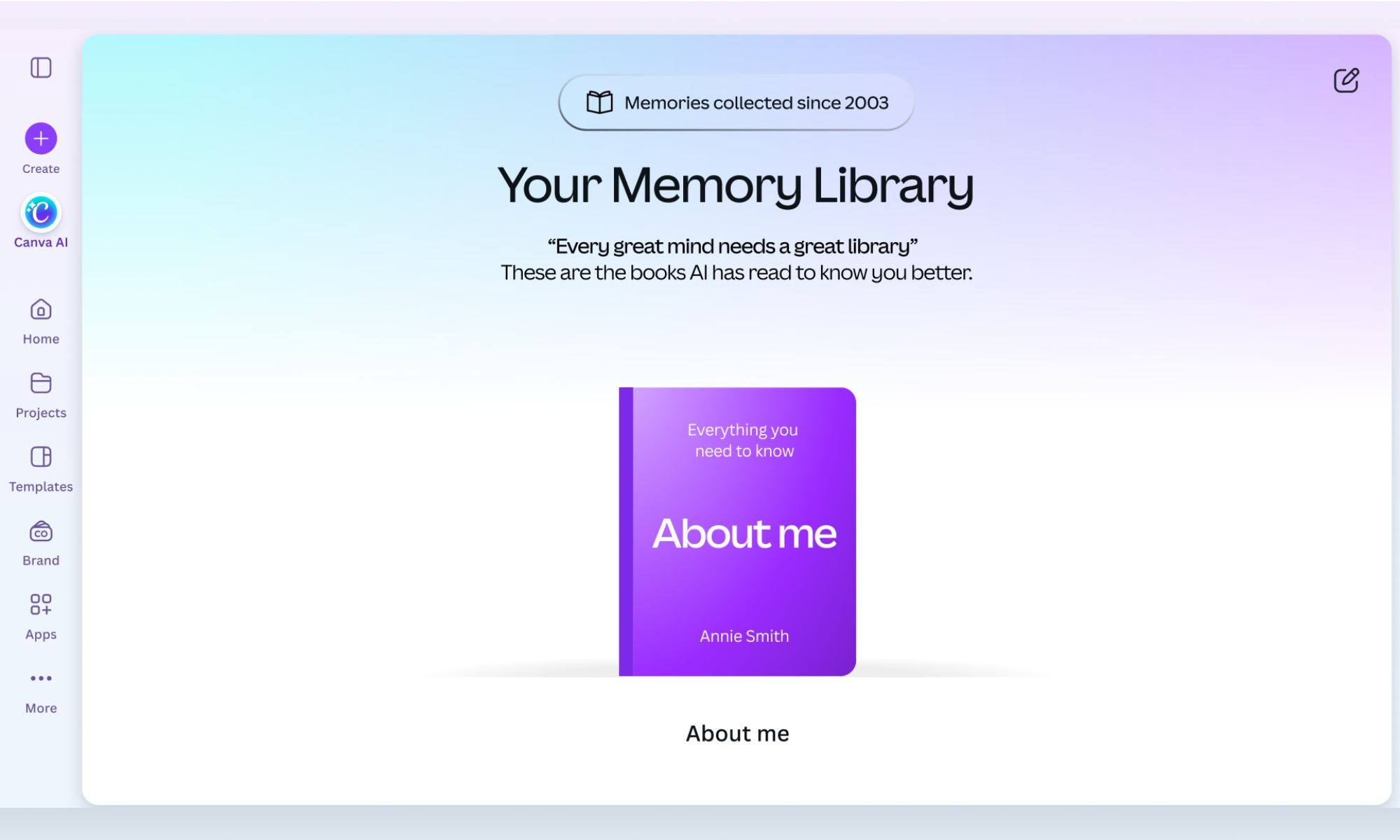 Canva AI 2.0 Living Memory
