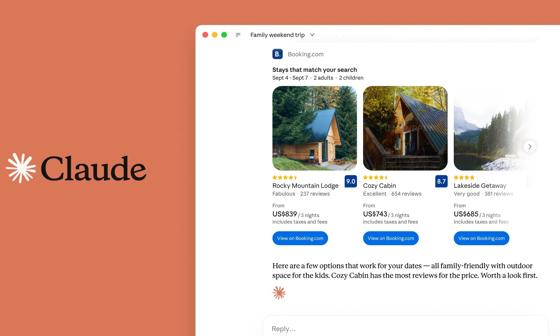 Claude using booking com