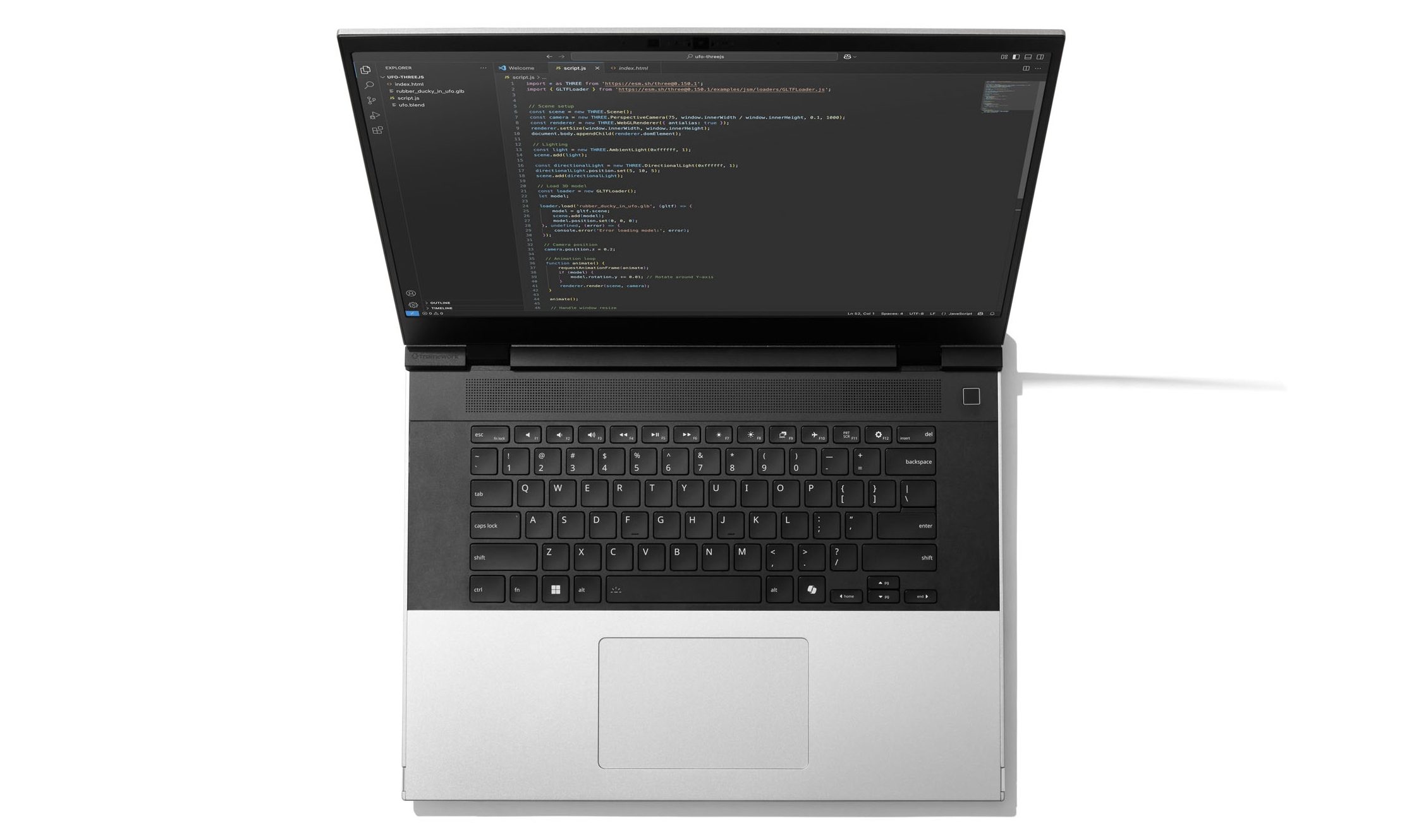 Framework laptop 16 top down view