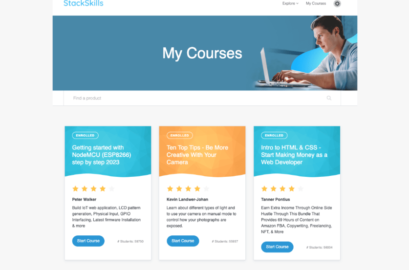 StackSkills courses page