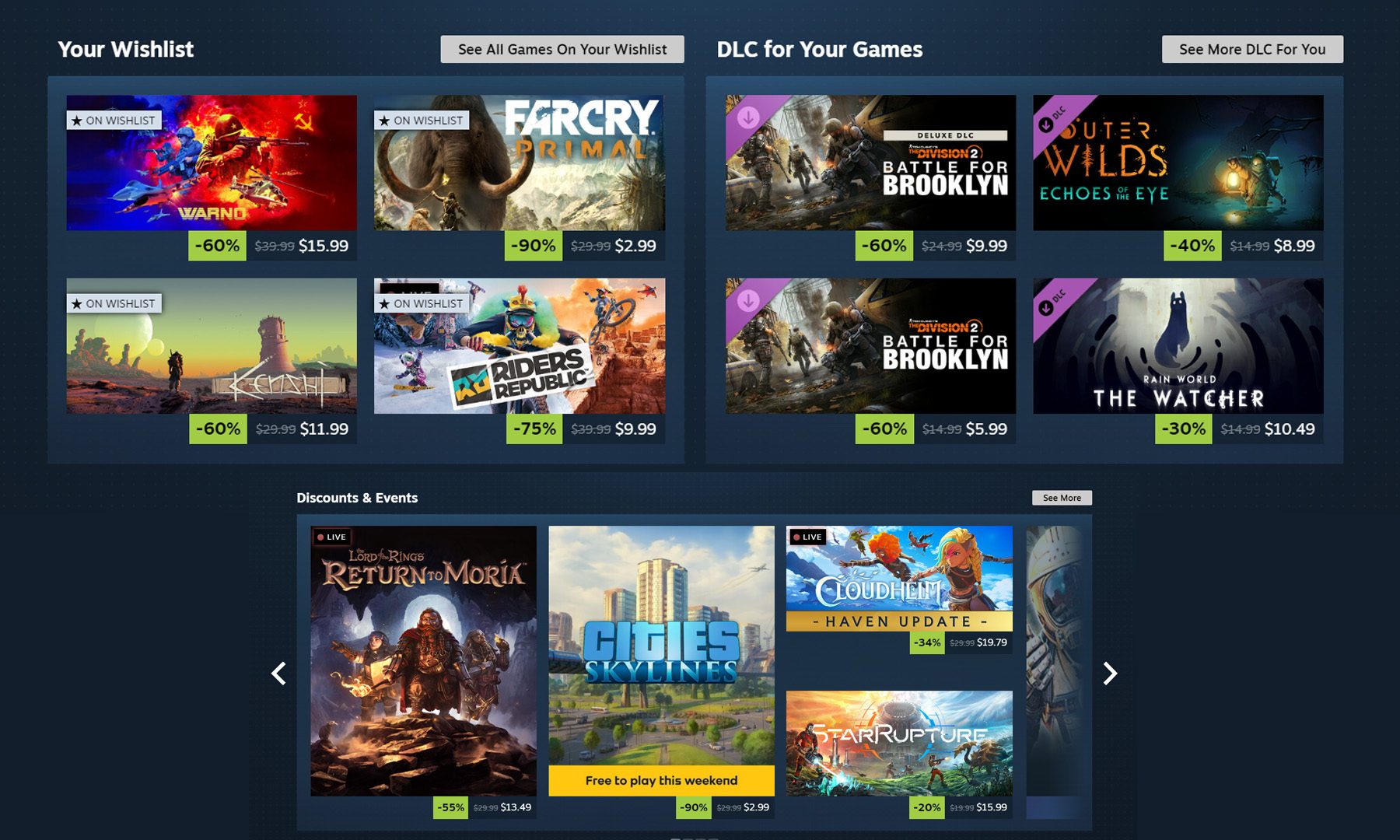 Steam Sales and discounts