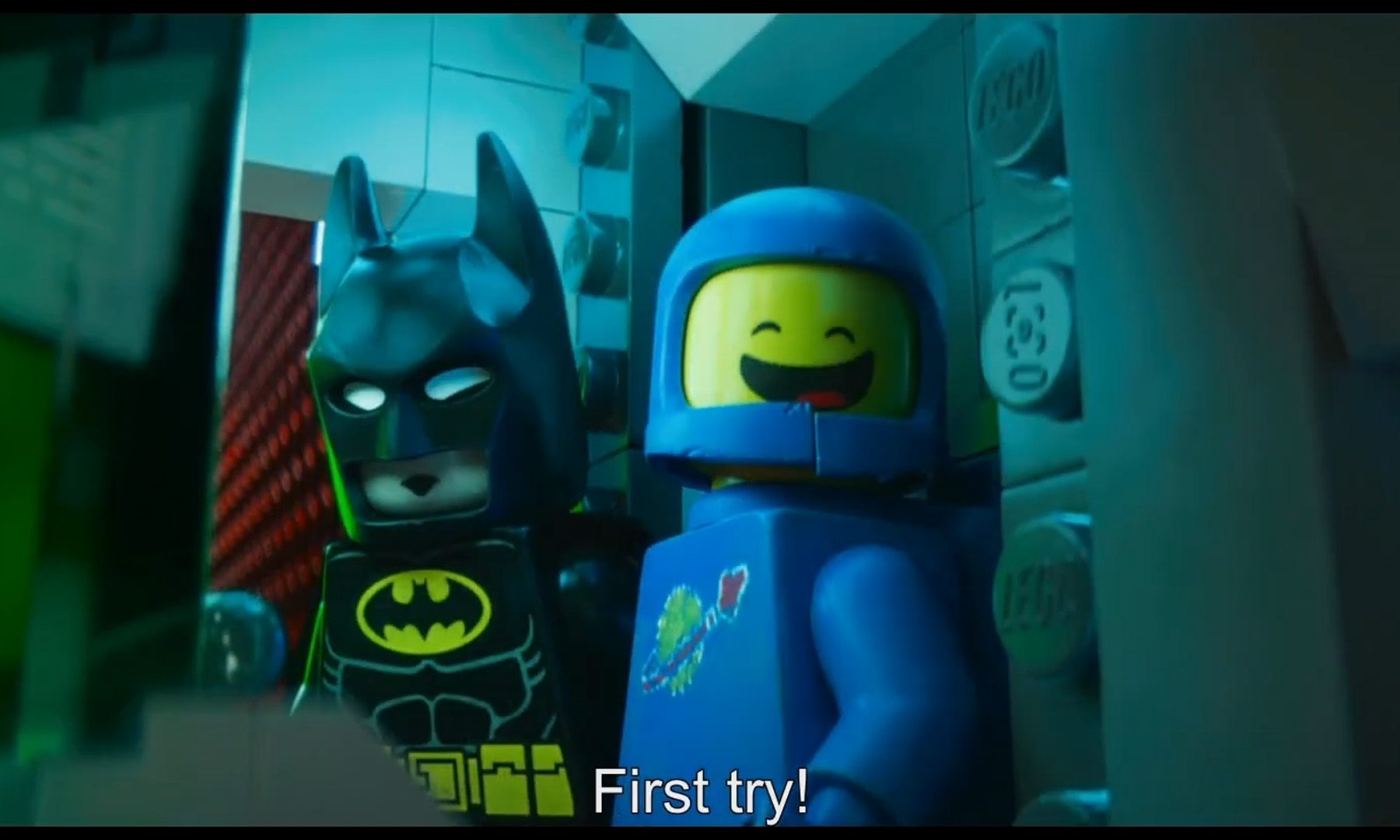 The Lego Movie Batman Scene saying first try
