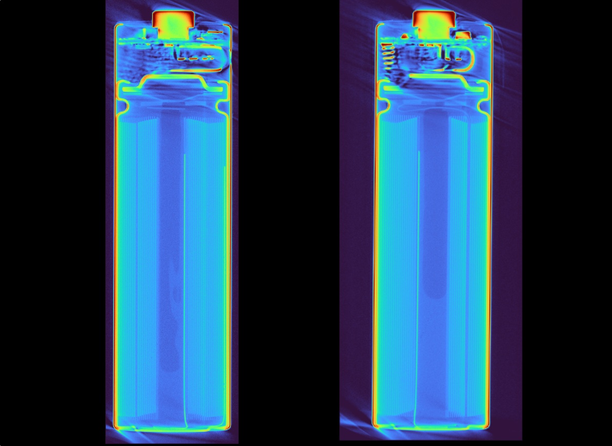 Two different Coast batteries; the layers of the wound battery have peaks and valleys.