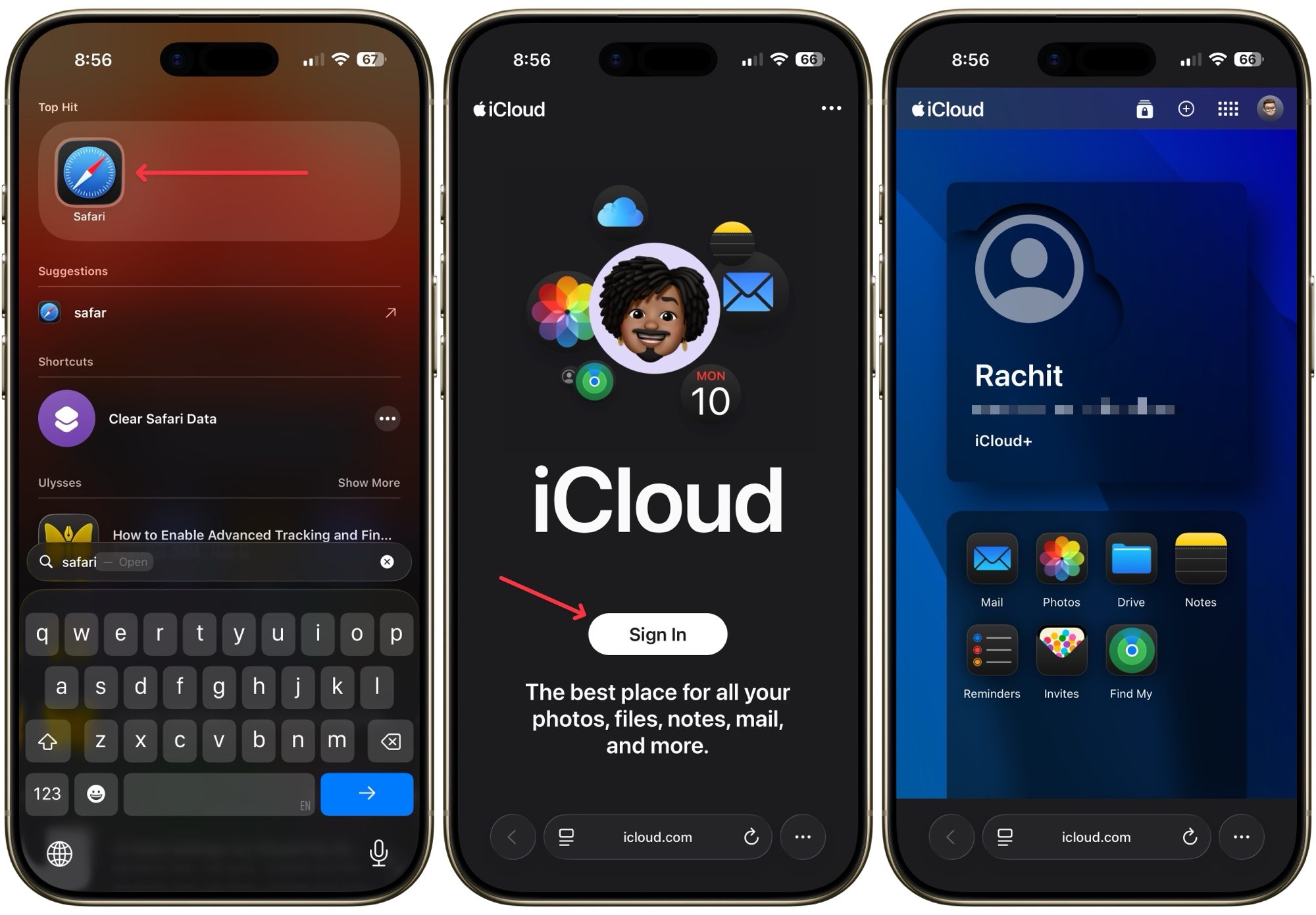 logging in to iCloud account