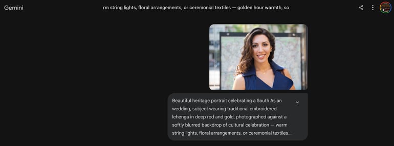 Gemini prompt for a woman on cultural heritage or festival portrait.