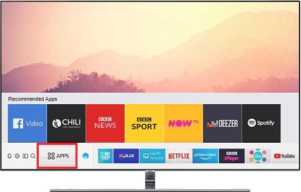 Choose the Apps section on Samsung TV.