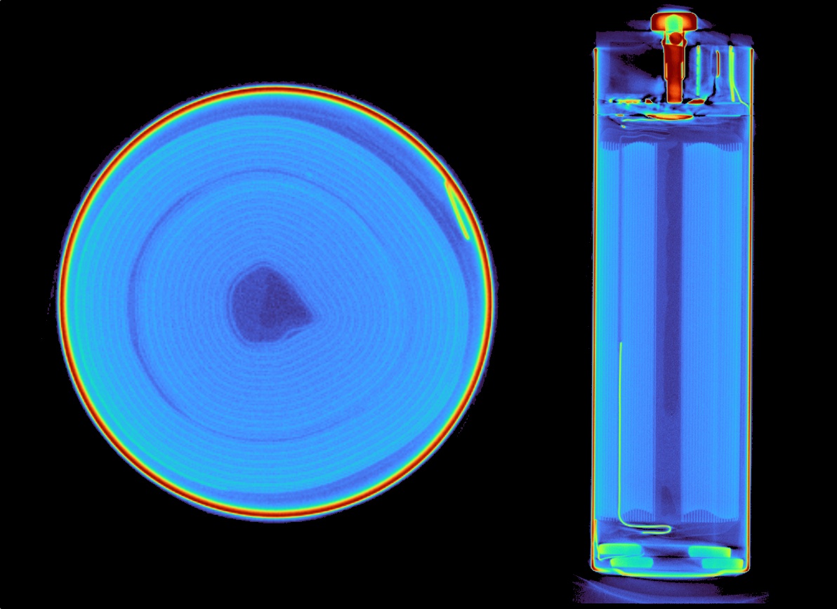 This Spyong battery was by far the worst that Lumafield scanned, with deformation and negative anode overhang.