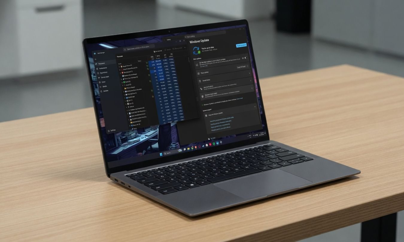 Windows 11 laptop on a table