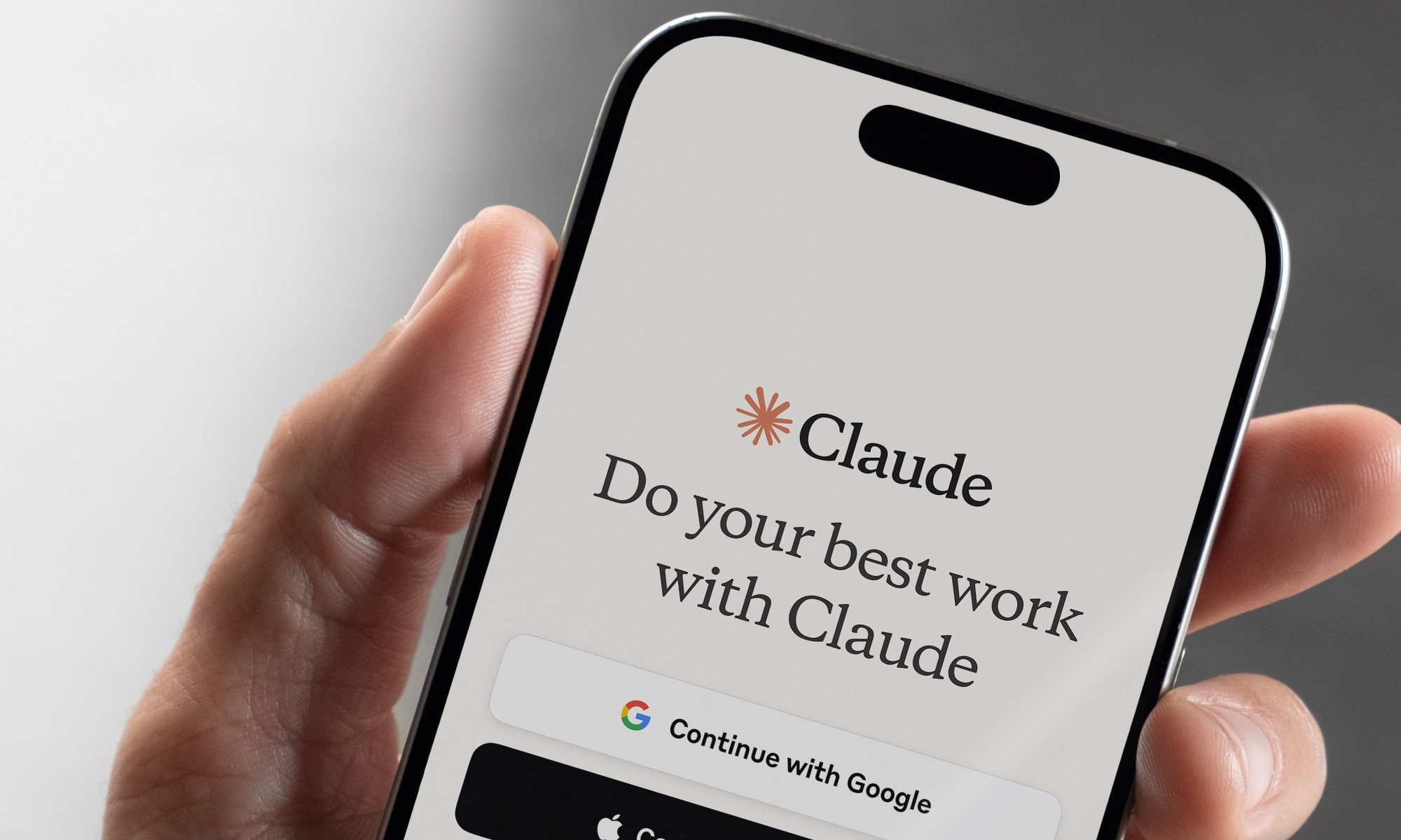 Claude login screen shown on iPhone
