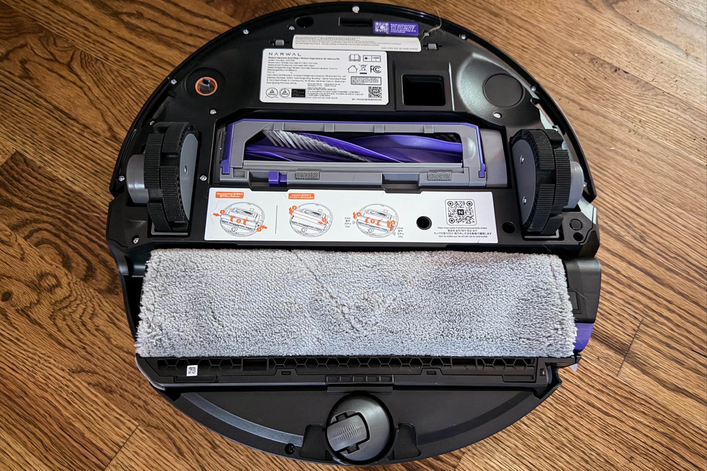 <em>The Flow 2 has a wide track roller mop.</em>