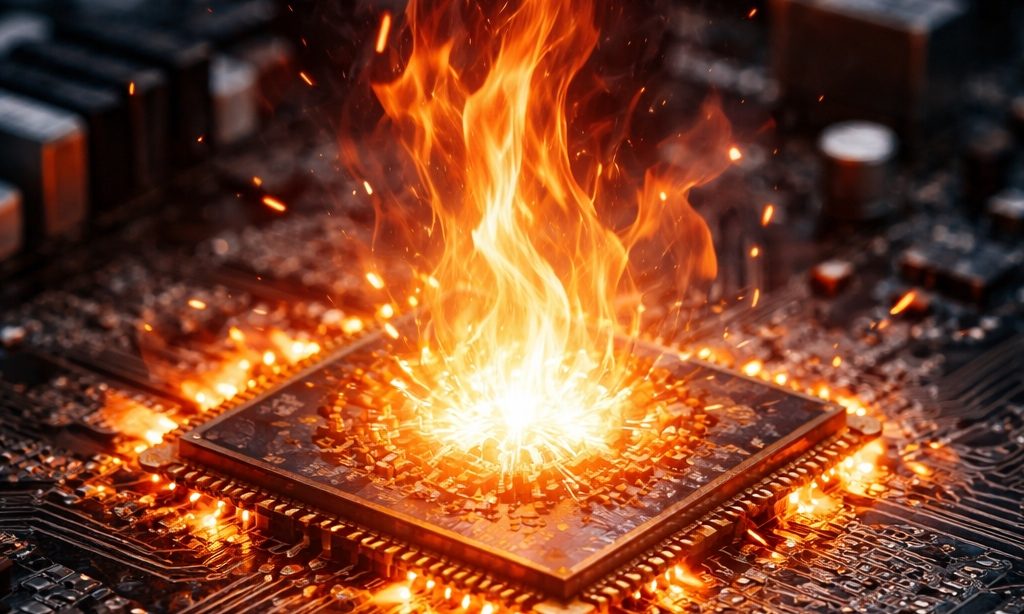 AI image of chip burning