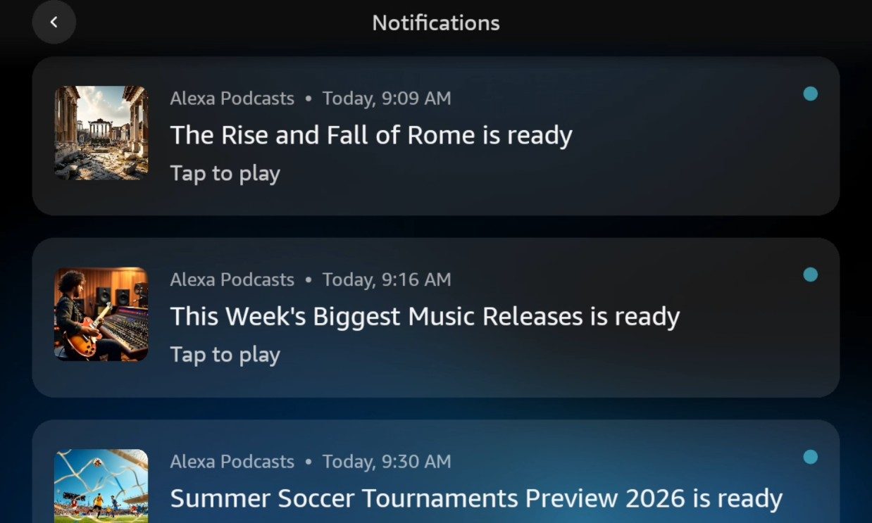 Amazon Alexa AI+ making AI generated podcasts on various topics.