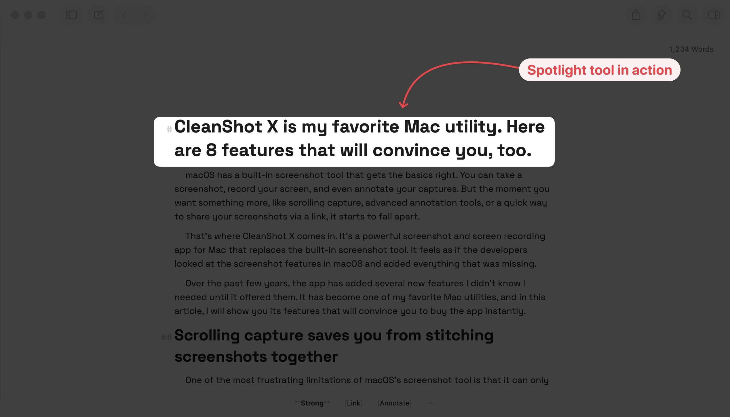 CleanShot X Spotlight Tool in action