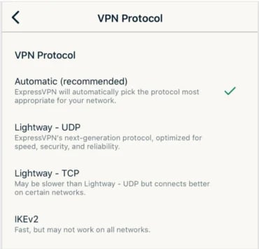 ExpressVPN protocols.
