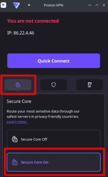 Proton VPN Secure Core.
