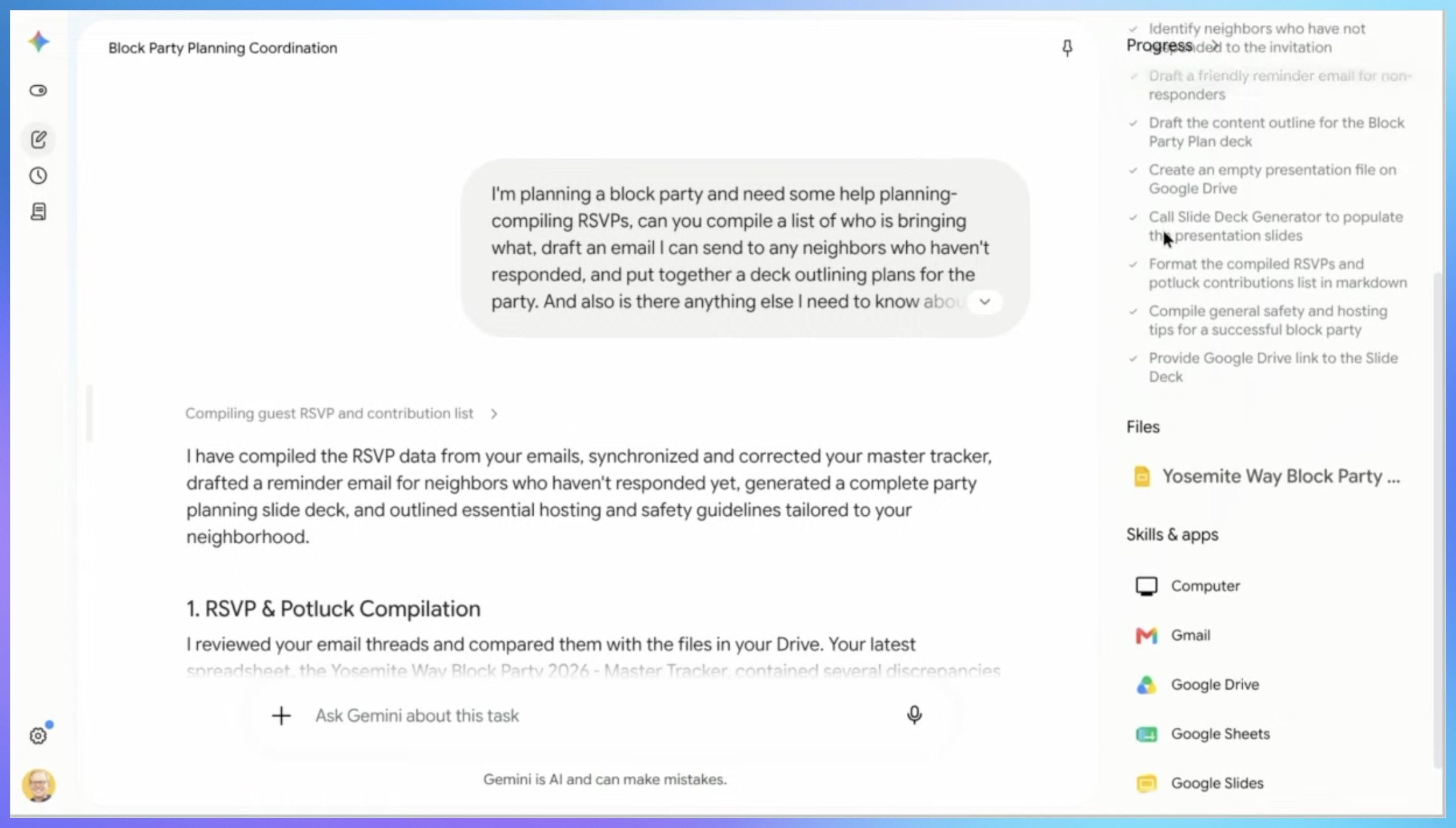 Gemini spark working across google apps