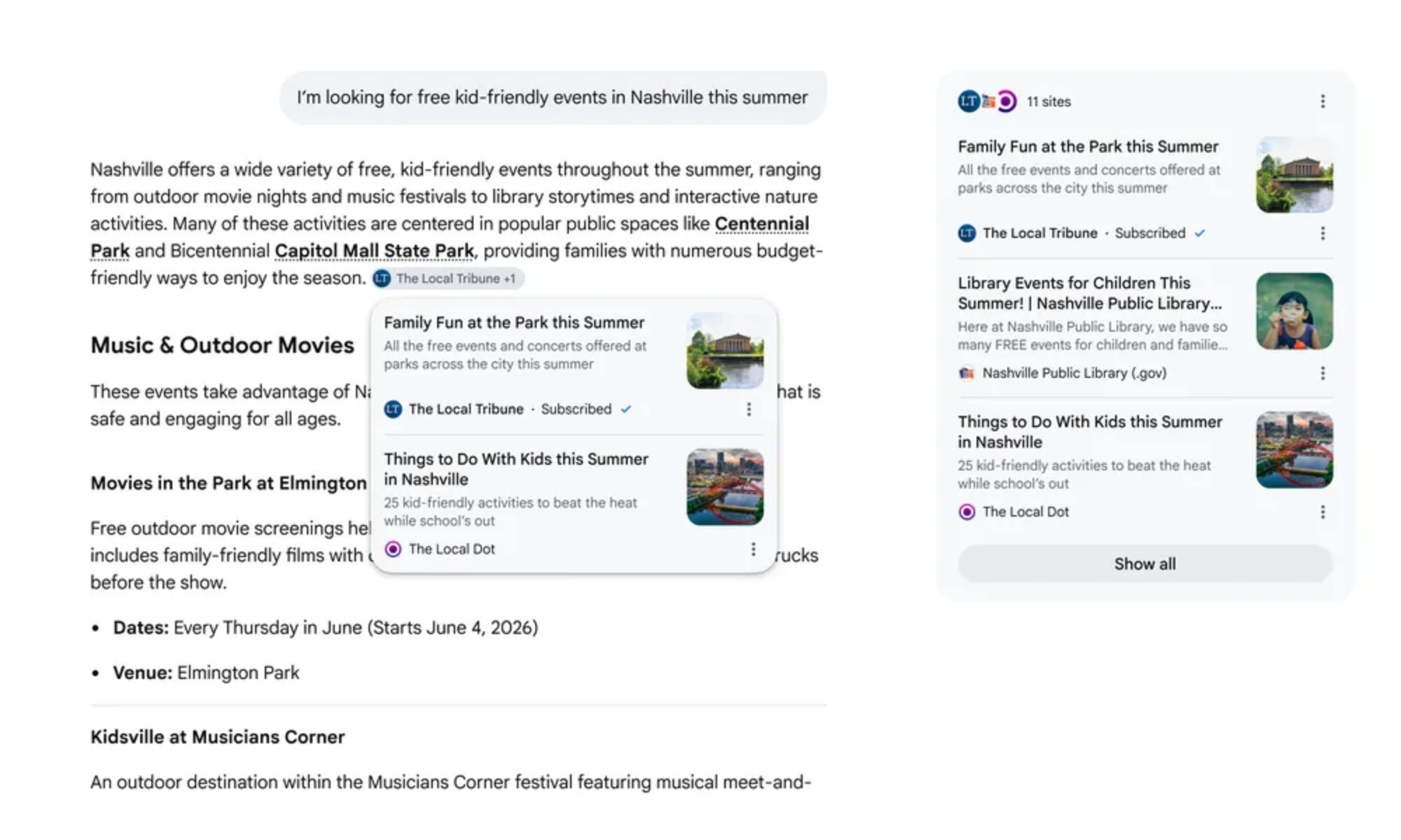 Google Search AI response with Subscribed label