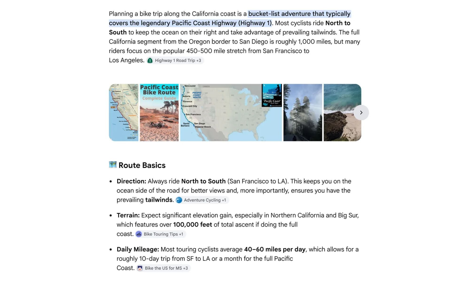Google Search AI Overviews inline links.