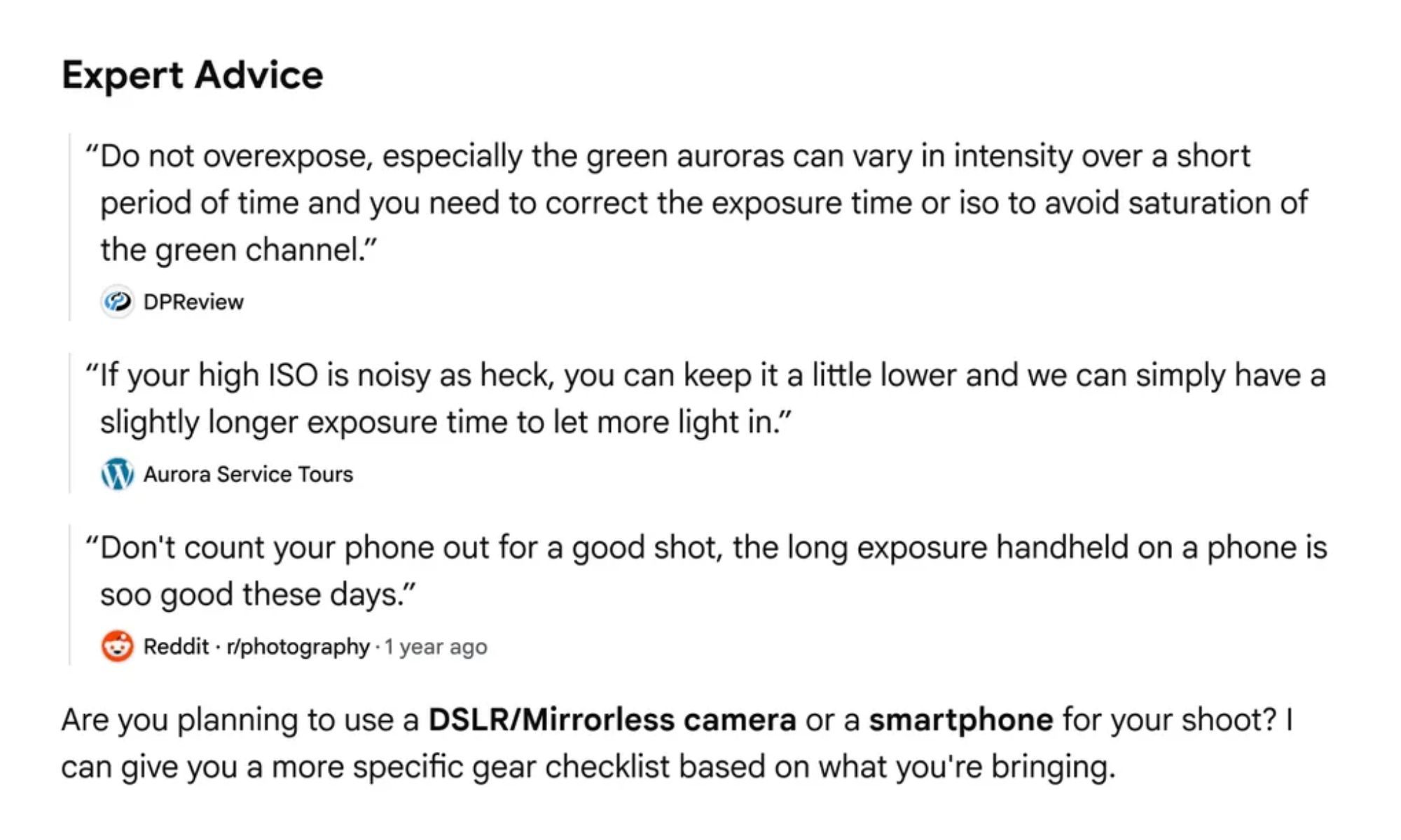 Google Search AI response Expert Advice.