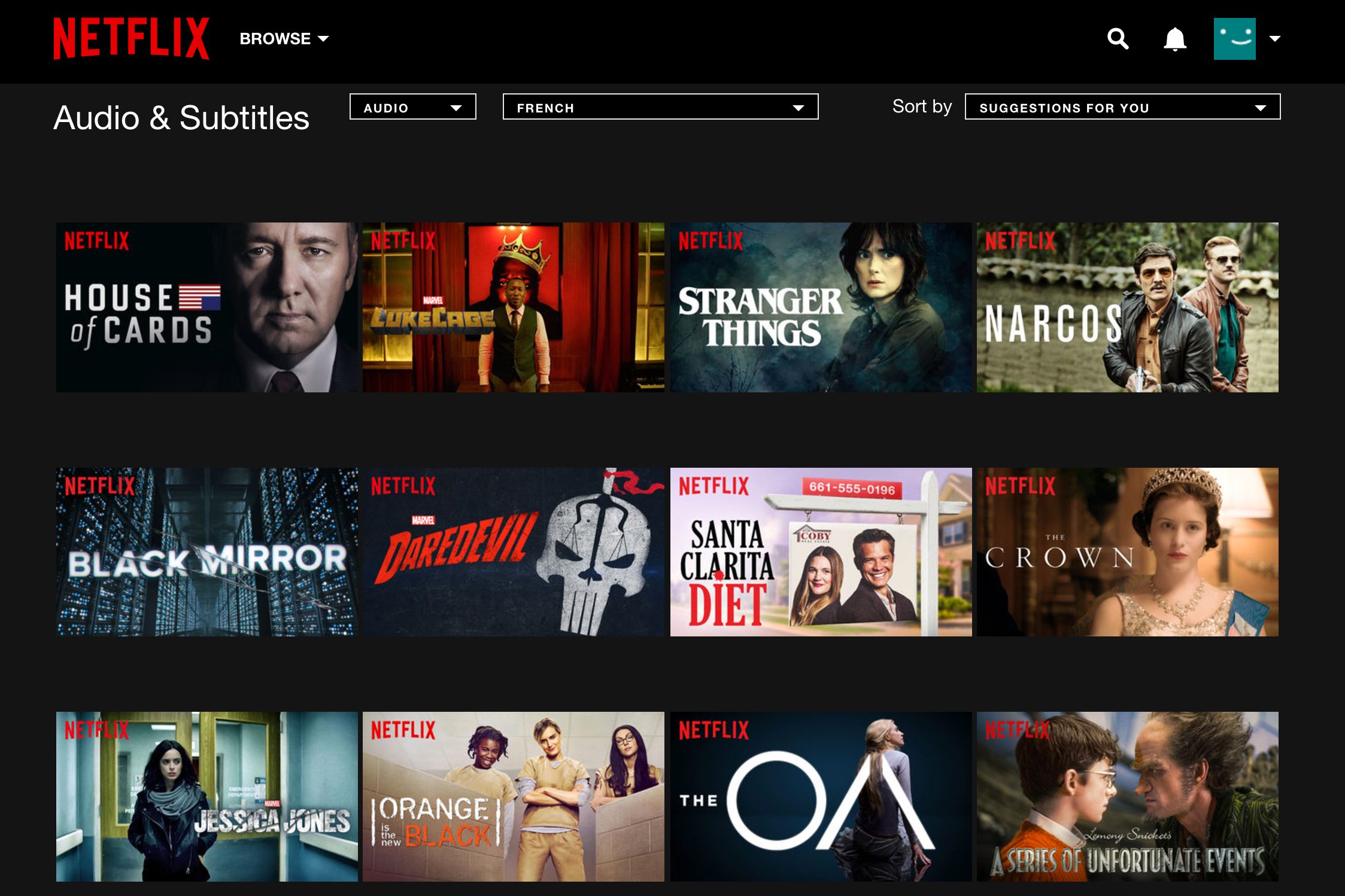 Several Netflix titles to choose from in the Netflix app.