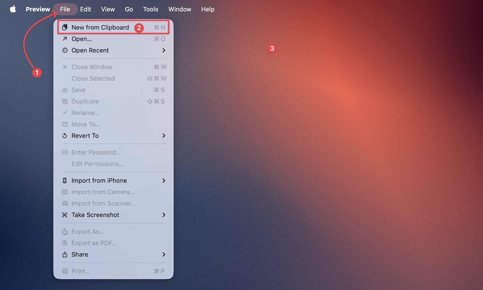 Opening image from clipboard in preview