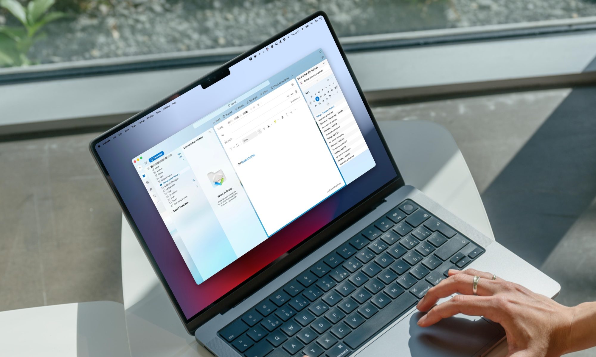 Outlook app open on MacBook