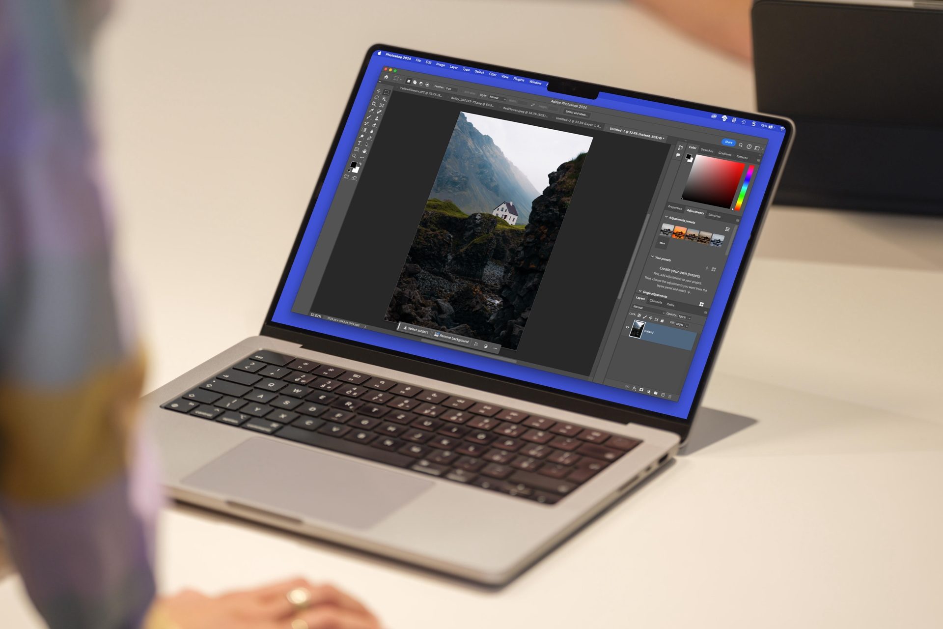 Photoshop main screen on a MacBook.