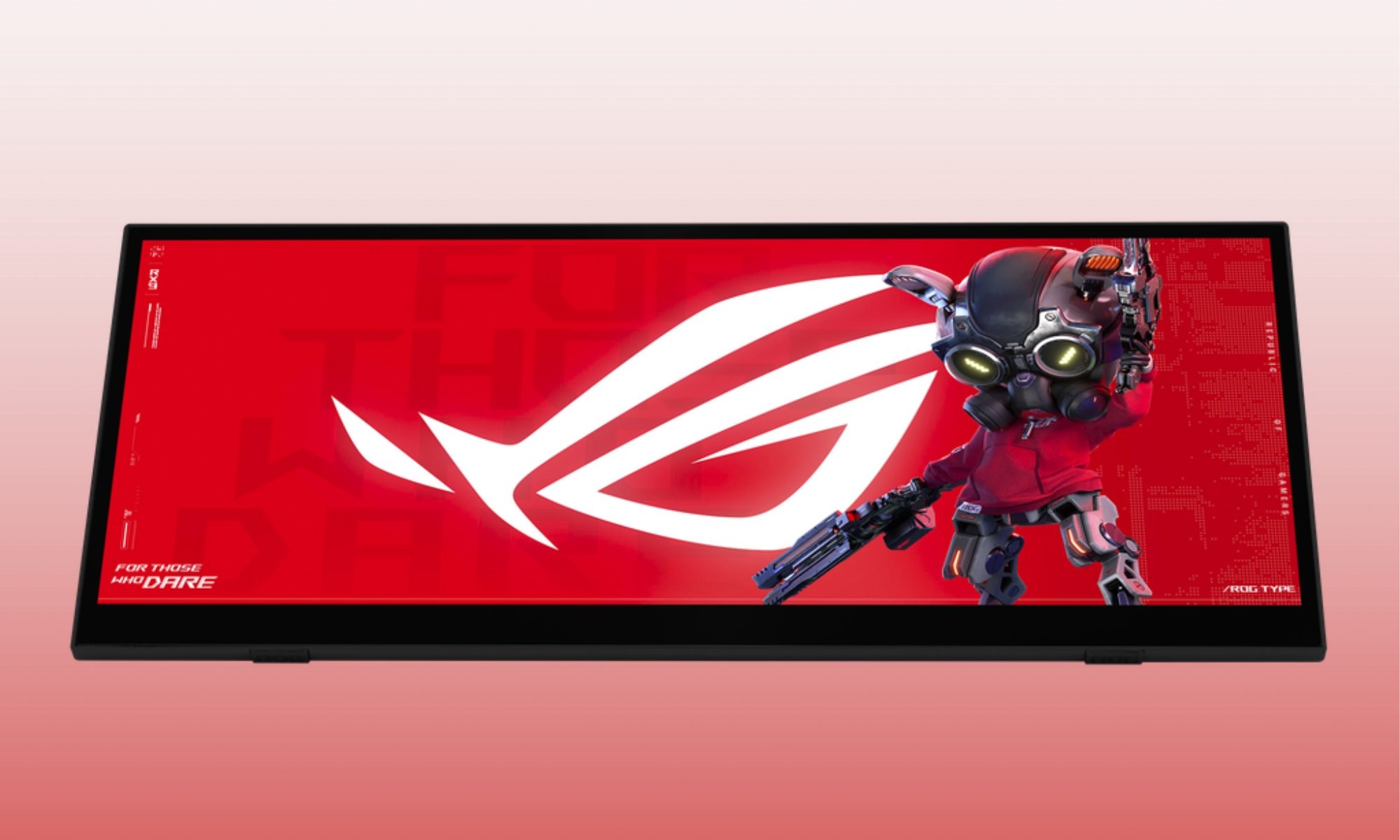 Strix XG129C with a red background.