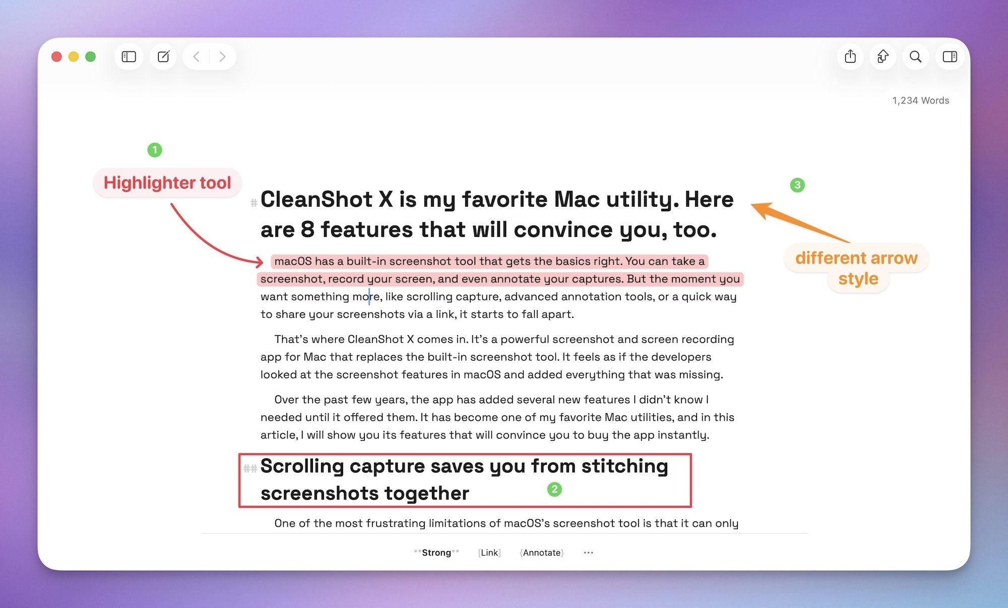 annotation tools in cleanshot x
