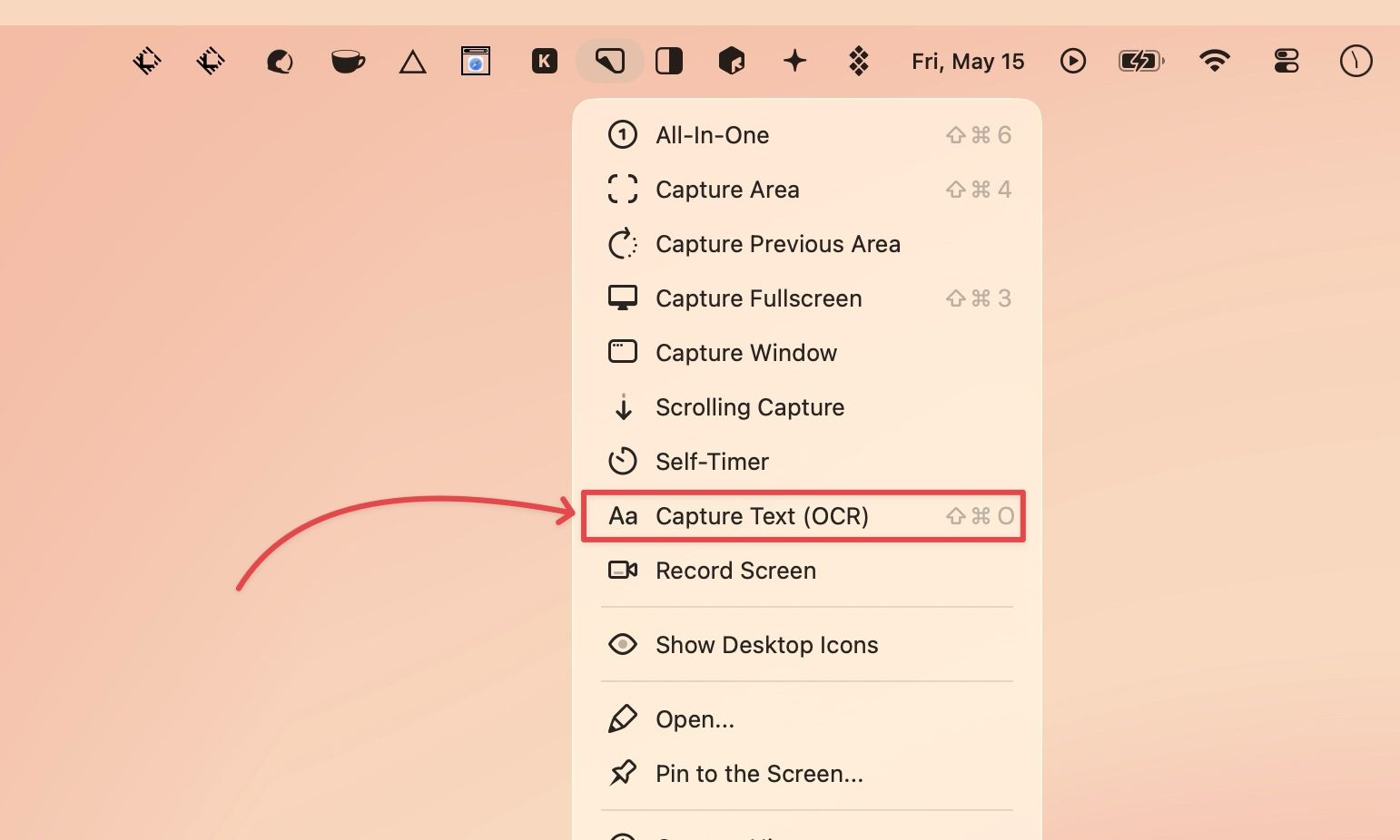 capture text OCR option in CleanShot X