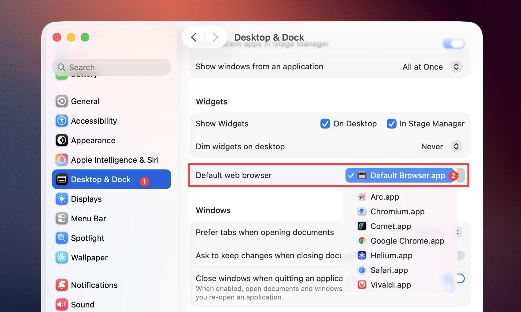 changing the default browser on Mac