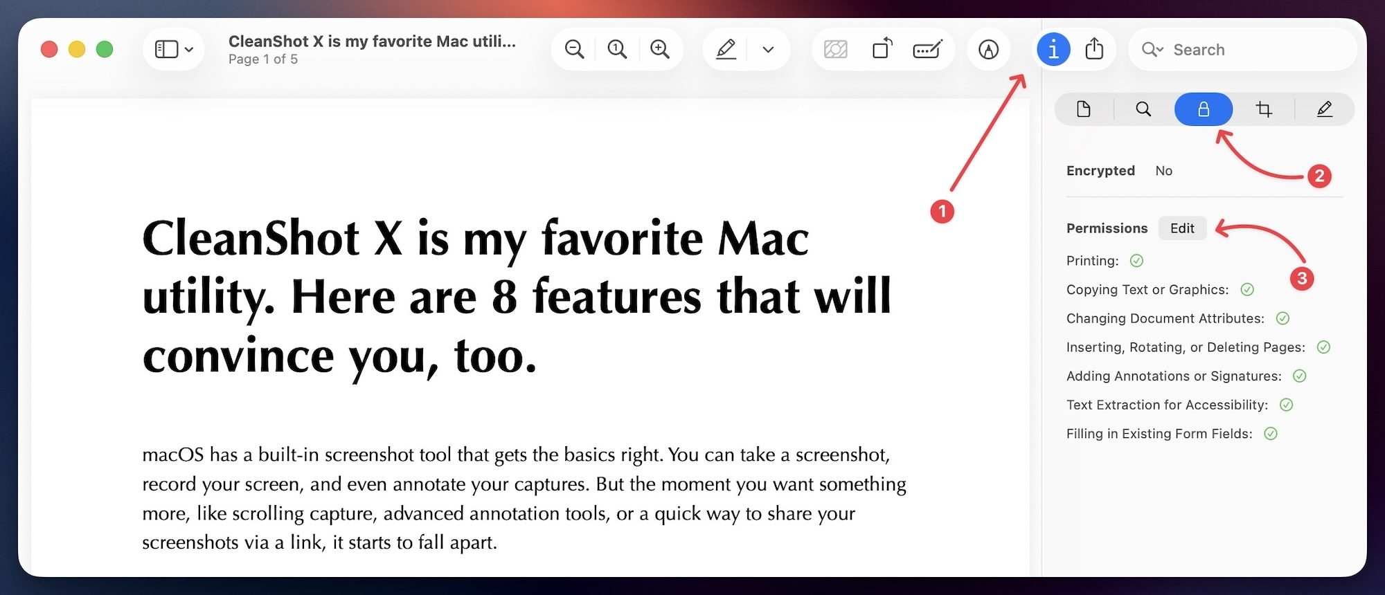 locking a PDF document using preview