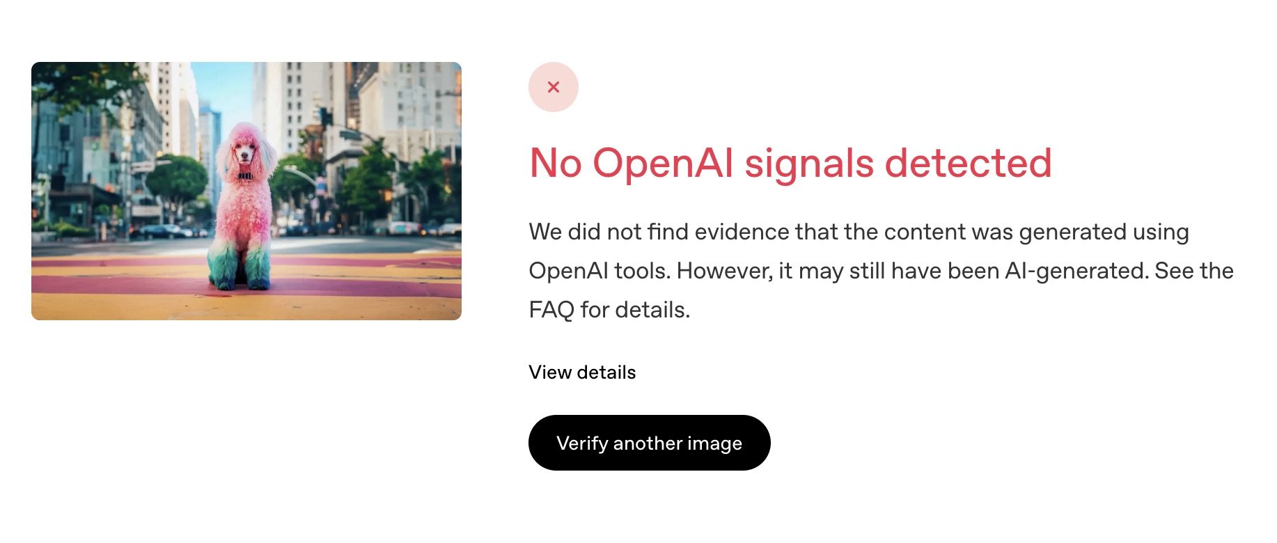 openAI image verify tool in action
