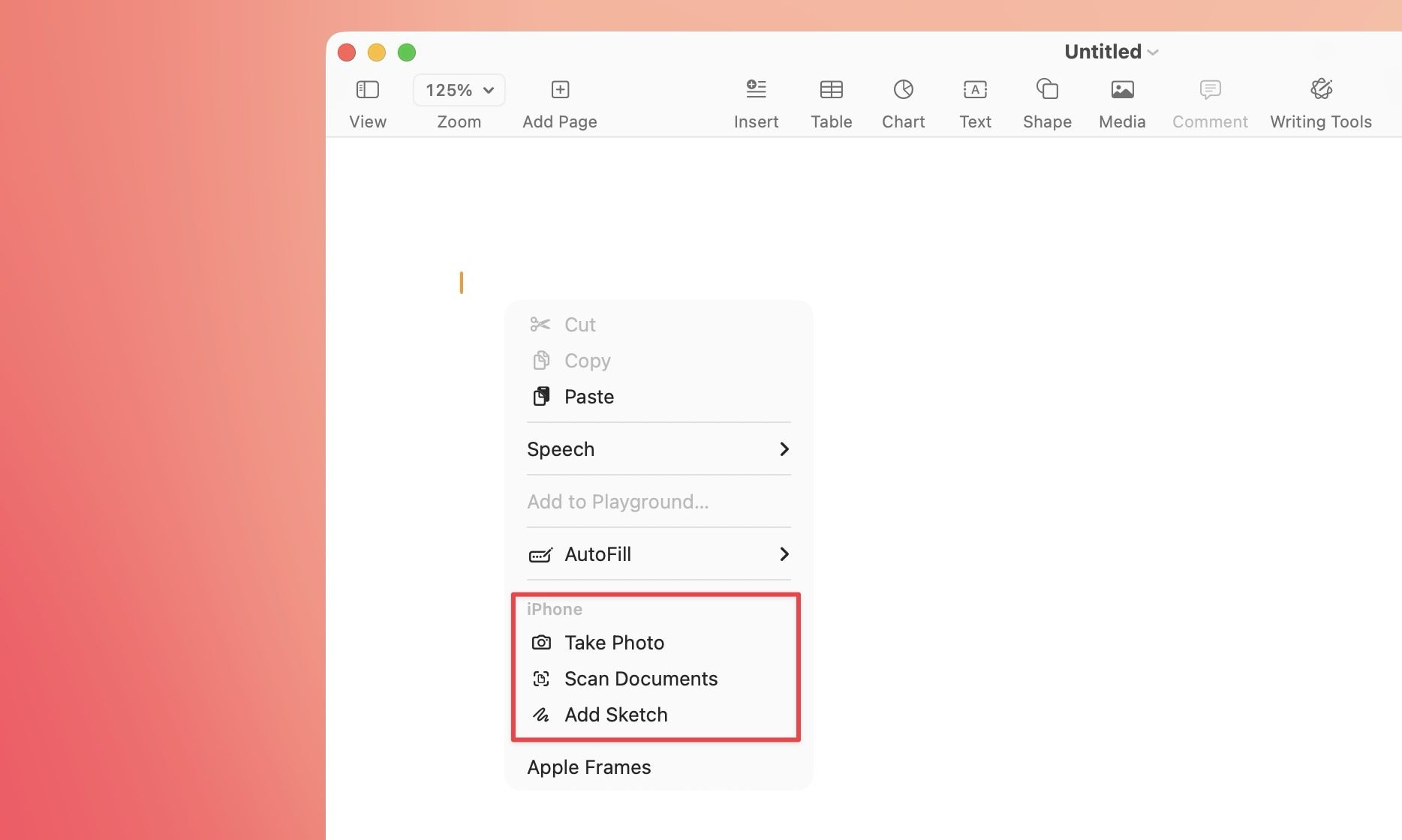 scanning document on Mac using iPhone