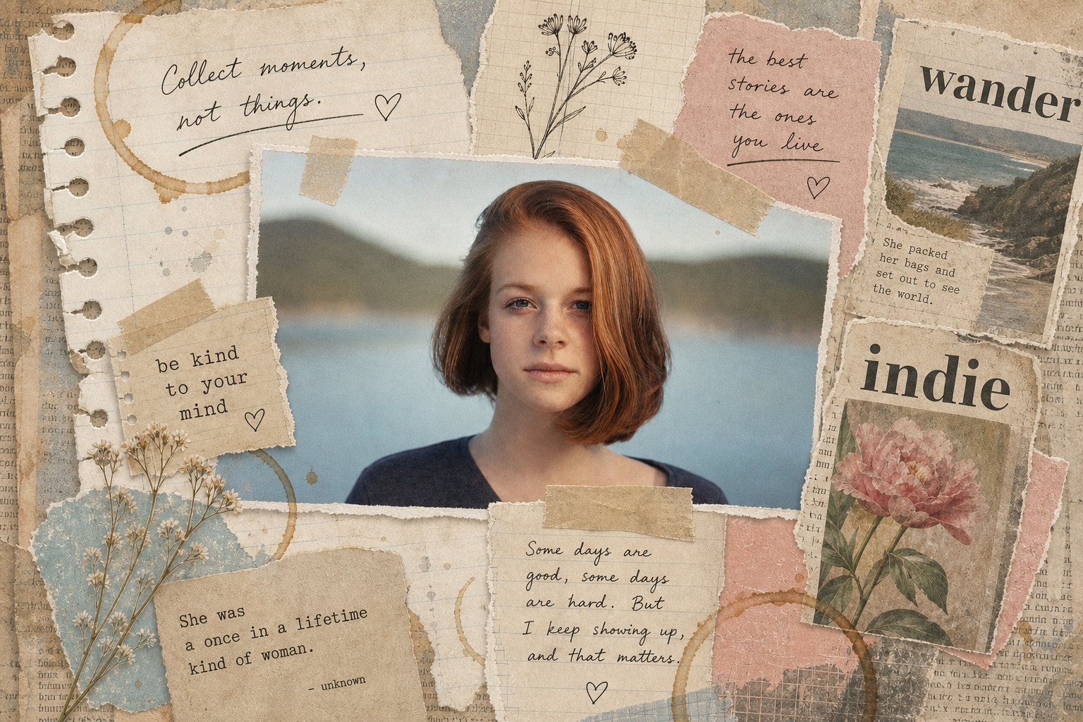 Scrapbook collages and digital journals.