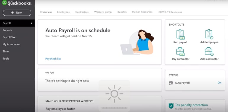 QuickBooks Payroll on schedule