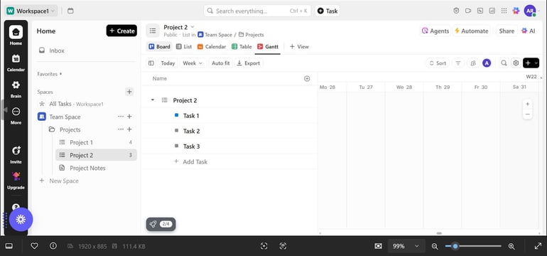 ClickUp interface. 