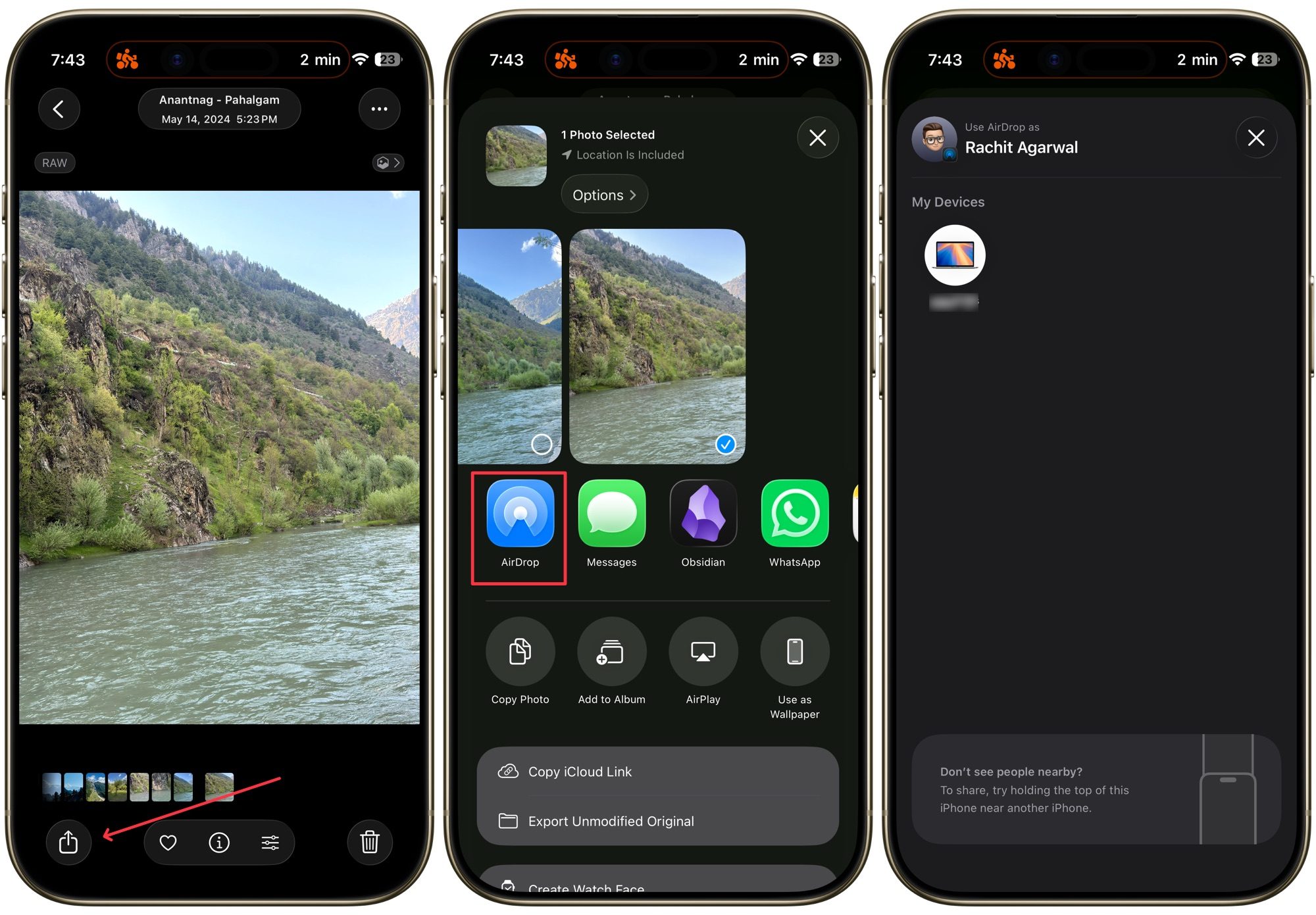using AirdDrop on iPhone