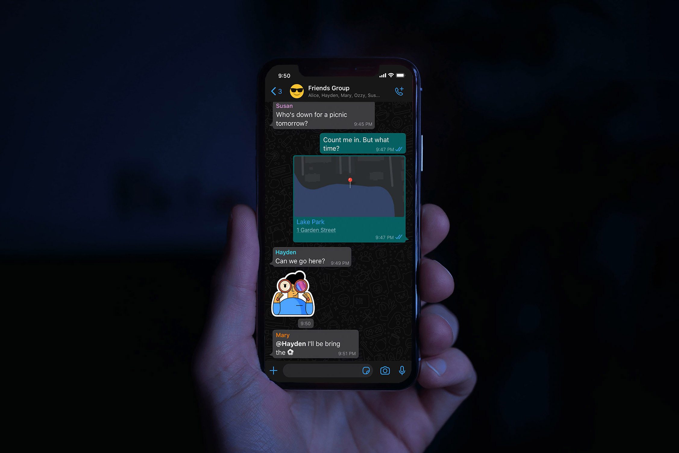 WhatsApp Messenger on an iPhone.