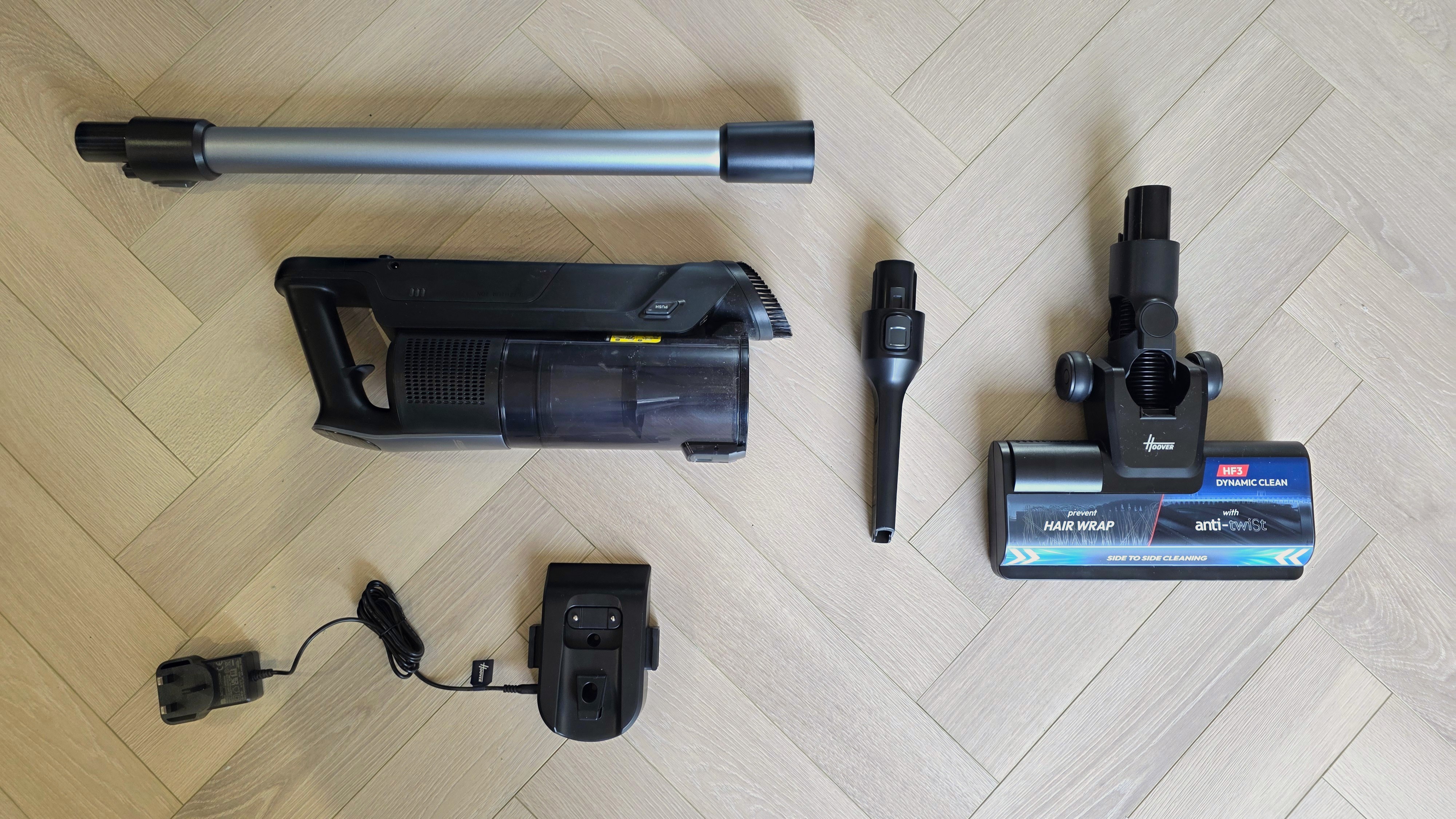 Hoover HF3 DynamicClean vacuum cleaner disassembled with accessories 