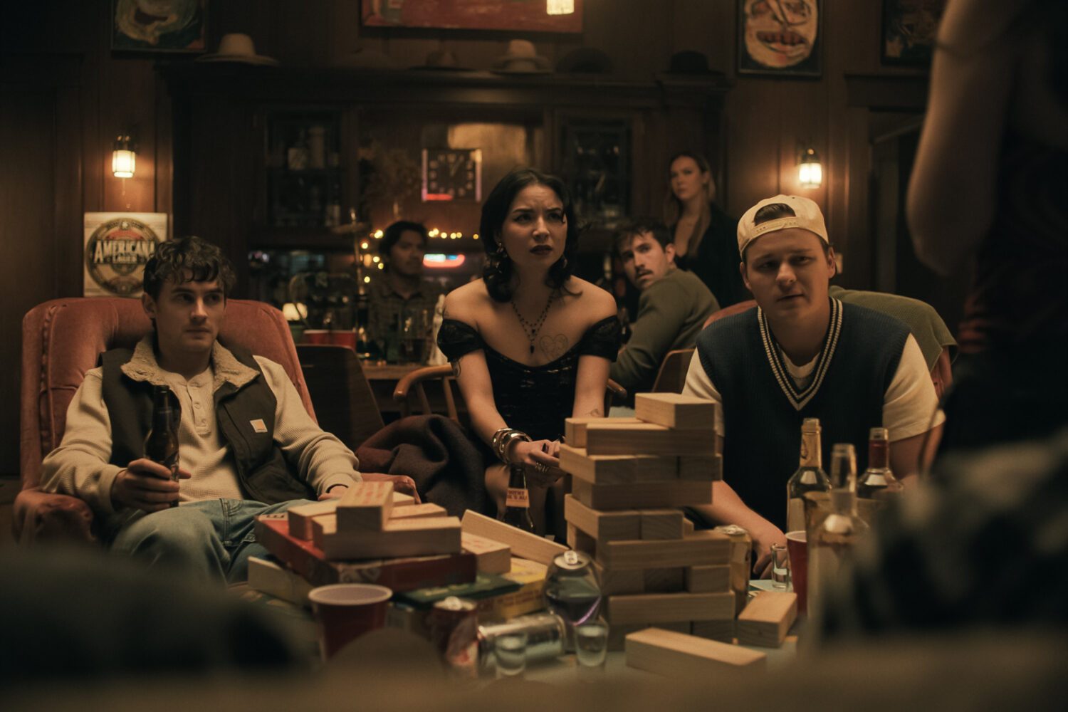 Bear (Michael Johnston), Sarah (Megan Lawless), and Ian (Cooper Tomlinson) in the horror film, Obsession.