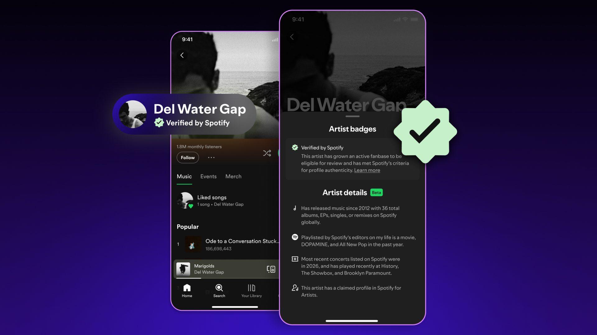 A screenshot of Spotify’s verified artist feature.