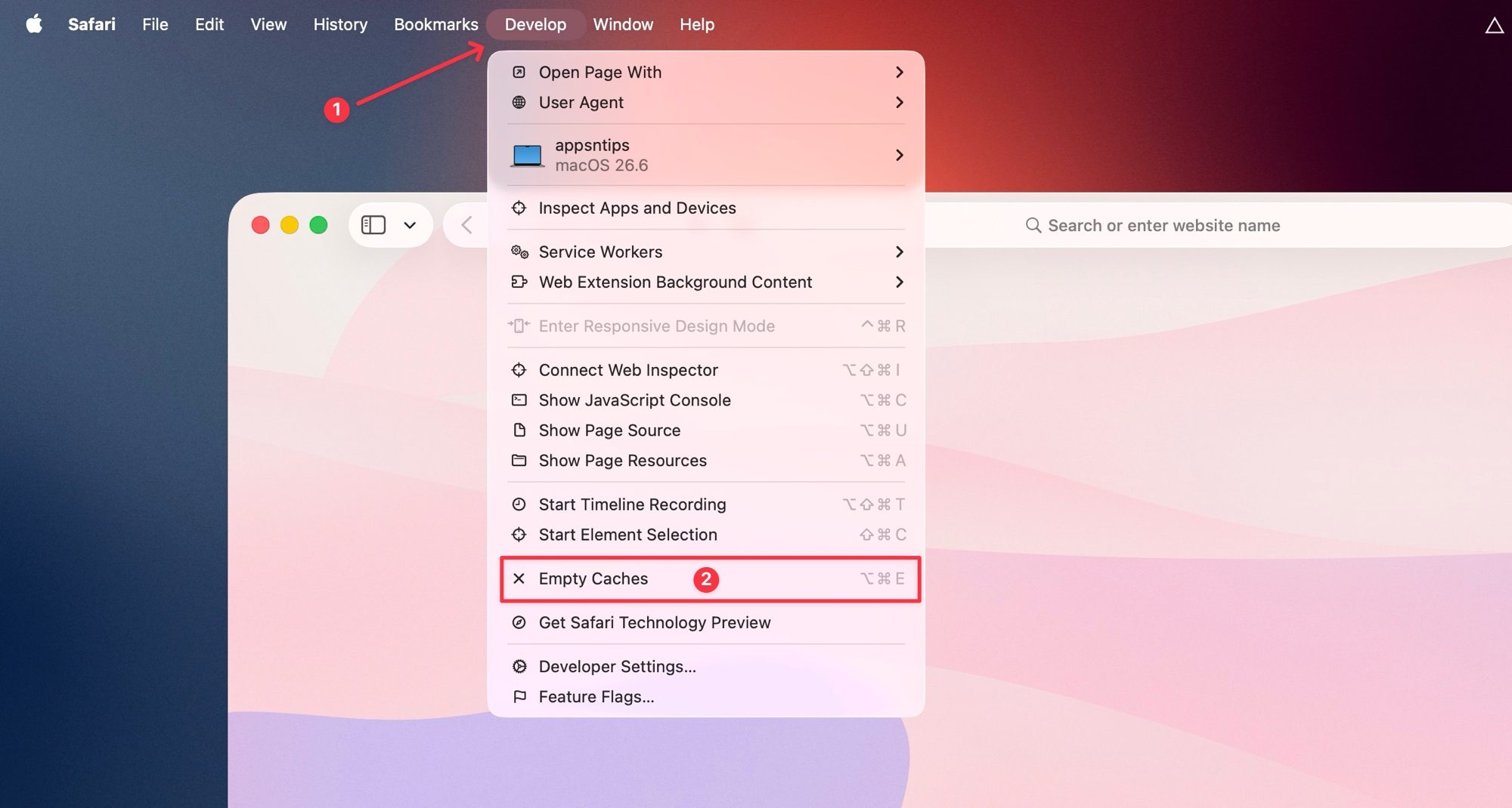 clearing safari cache