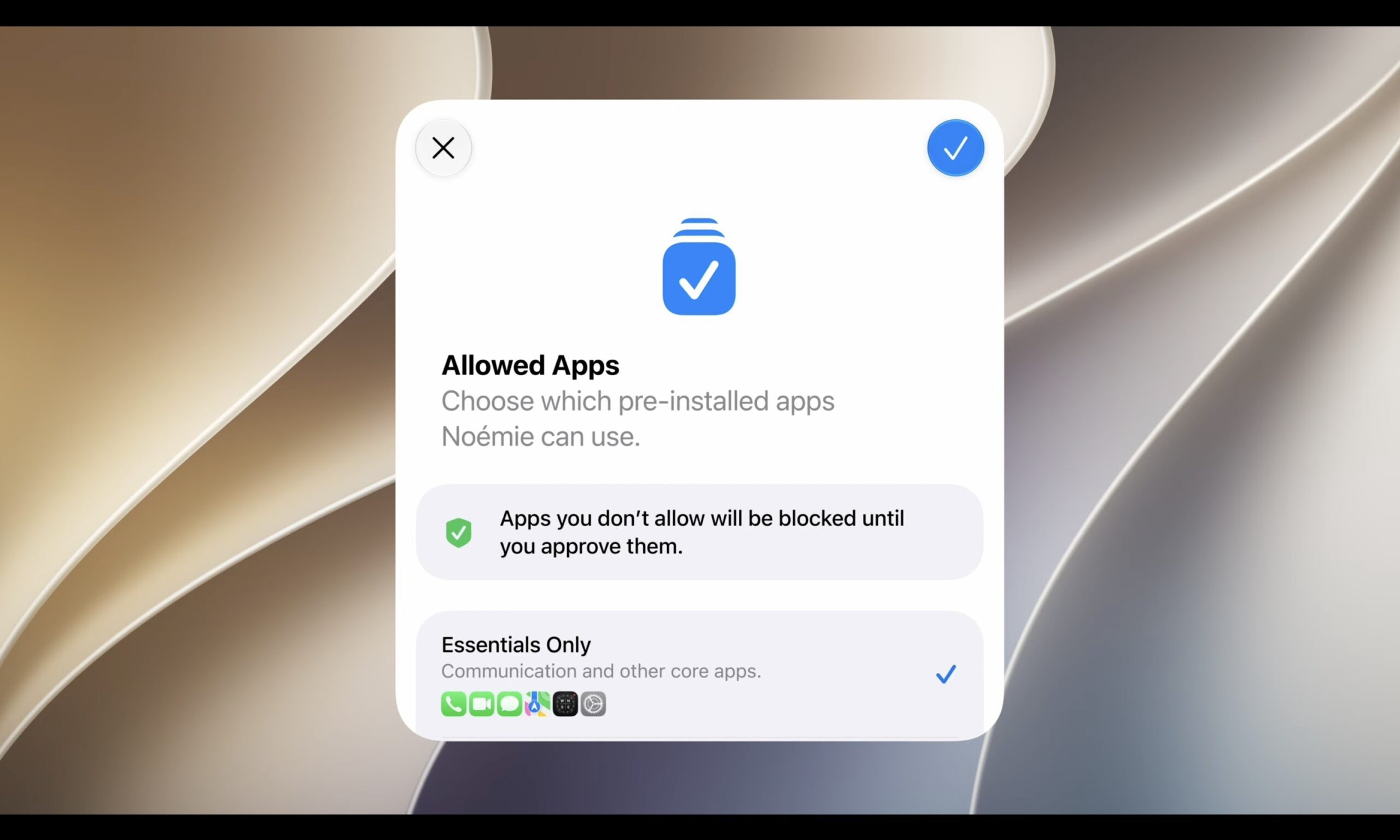 Apple Allowed Apps child safety feature