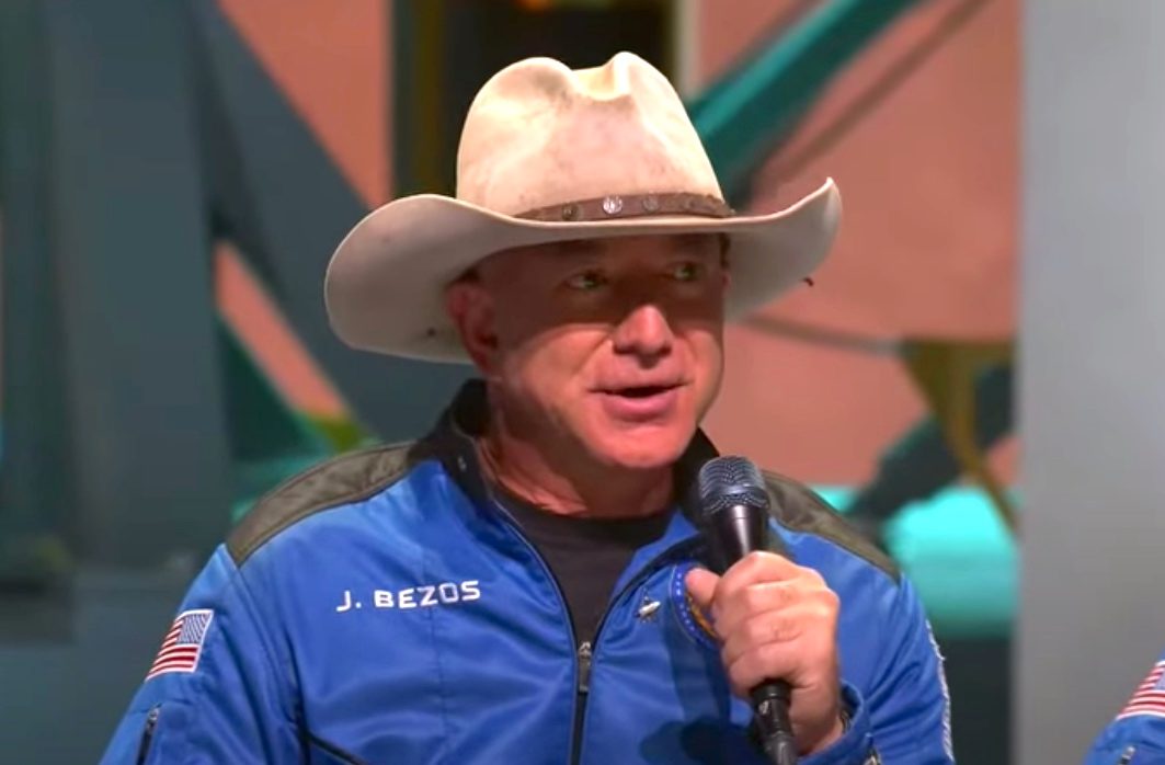 Jeff Bezos speaking at a press conference