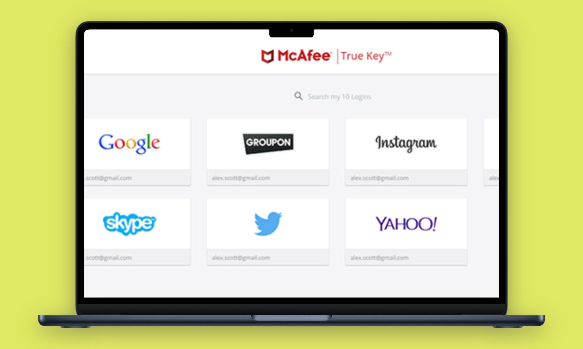 Mcafee True Key password manager.