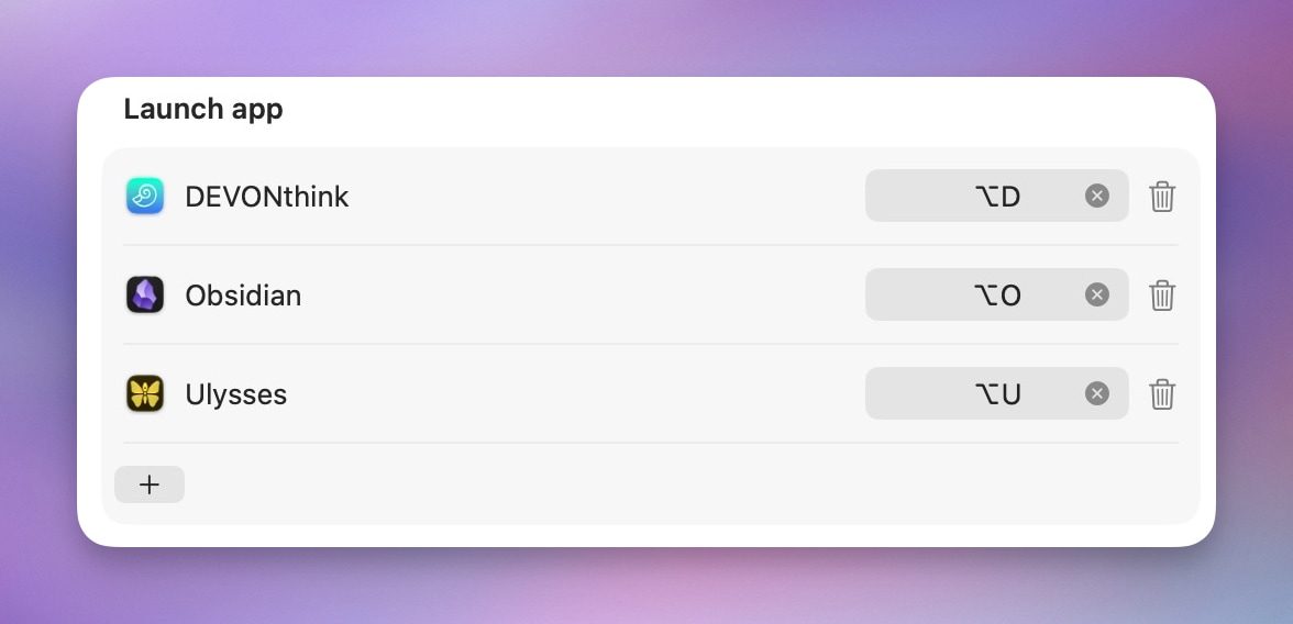 shortcuts to launch apps