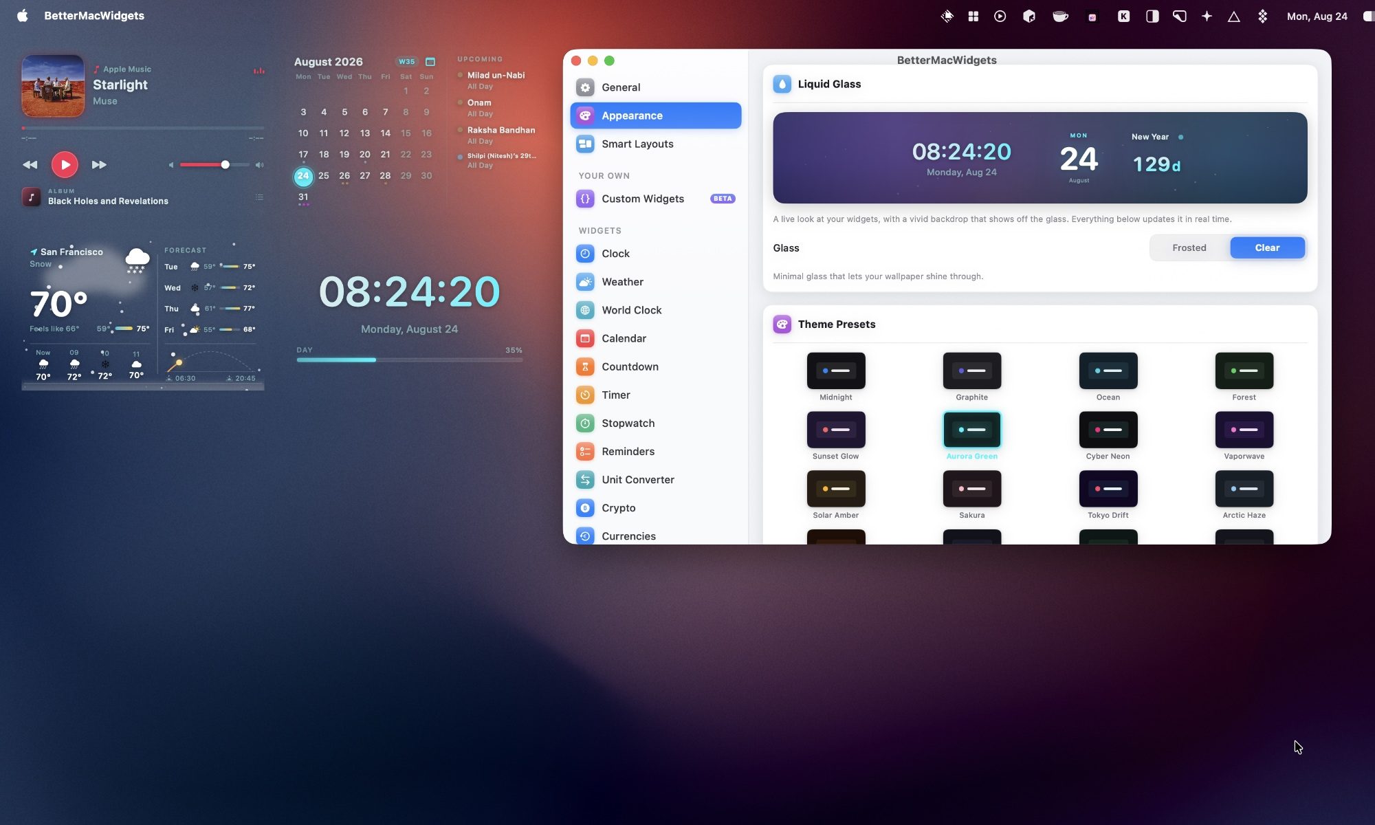BetterMacWidgets clear widget